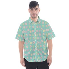 Teal Donuts And Milk Men s Short Sleeve Shirt