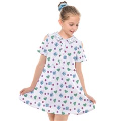 White Milk Hearts Kids  Short Sleeve Shirt Dress