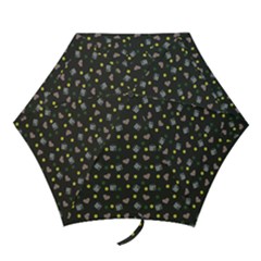 Dark Grey Milk Hearts Mini Folding Umbrellas