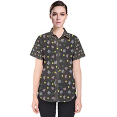 Dark Grey Milk Hearts Women s Short Sleeve Shirt