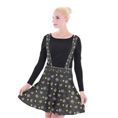 Dark Grey Milk Hearts Suspender Skater Skirt