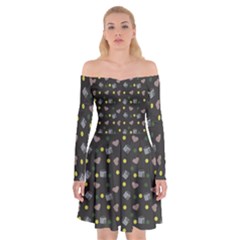 Dark Grey Milk Hearts Off Shoulder Skater Dress