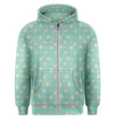 Teal Milk Hearts Men s Zipper Hoodie