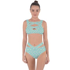 Teal Milk Hearts Bandaged Up Bikini Set 