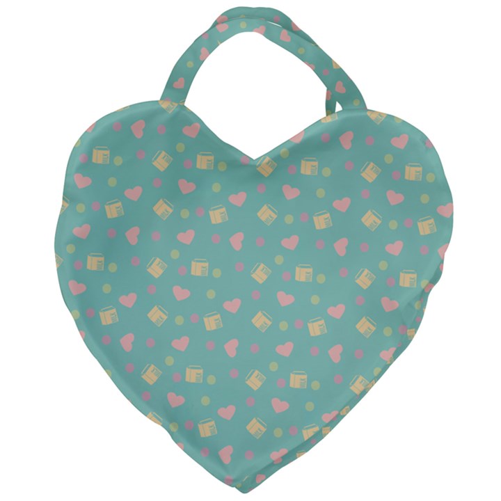 Teal Milk Hearts Giant Heart Shaped Tote