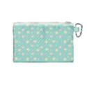 Teal Milk Hearts Canvas Cosmetic Bag (Medium) View2