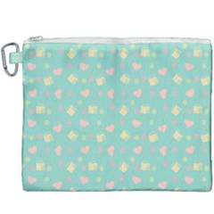 Teal Milk Hearts Canvas Cosmetic Bag (xxxl) by snowwhitegirl