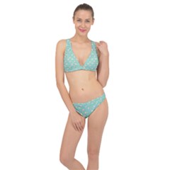 Teal Milk Hearts Classic Banded Bikini Set  by snowwhitegirl