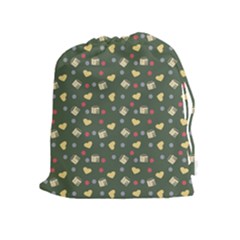 Green Milk Hearts Drawstring Pouches (extra Large) by snowwhitegirl