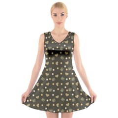 Charcoal Grey  Milk Hearts V-neck Sleeveless Dress by snowwhitegirl