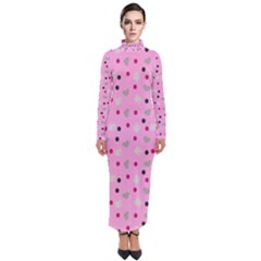 Pink Milk Hearts Turtleneck Maxi Dress