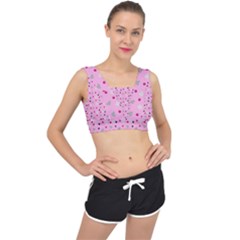 Pink Milk Hearts V-back Sports Bra