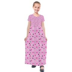 Pink Milk Hearts Kids  Short Sleeve Maxi Dress