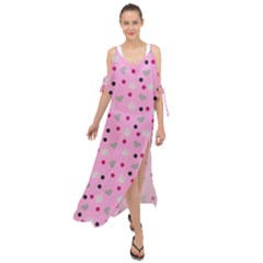 Pink Milk Hearts Maxi Chiffon Cover Up Dress