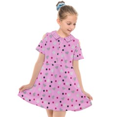 Pink Milk Hearts Kids  Short Sleeve Shirt Dress