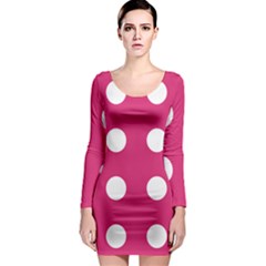 Pink Dot Long Sleeve Bodycon Dress by snowwhitegirl