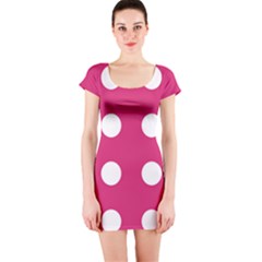 Pink Dot Short Sleeve Bodycon Dress by snowwhitegirl