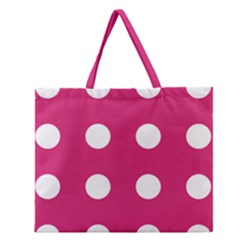 Pink Dot Zipper Large Tote Bag by snowwhitegirl