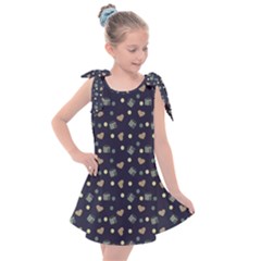 Blue Milk Hearts Kids  Tie Up Tunic Dress