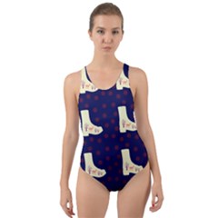 Navy Boots Cut-out Back One Piece Swimsuit by snowwhitegirl