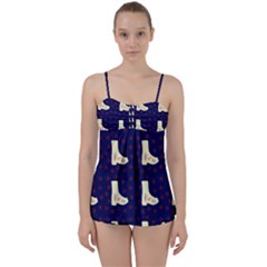 Navy Boots Babydoll Tankini Set