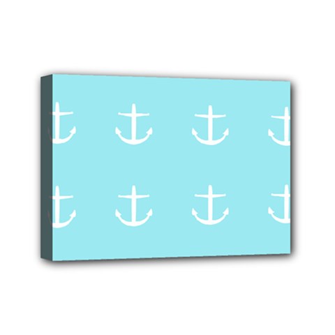 Aqua Anchor Mini Canvas 7  X 5  by snowwhitegirl