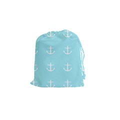 Aqua Anchor Drawstring Pouches (small)  by snowwhitegirl