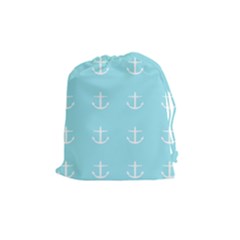 Aqua Anchor Drawstring Pouches (medium)  by snowwhitegirl