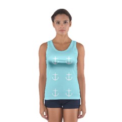 Aqua Anchor Sport Tank Top  by snowwhitegirl