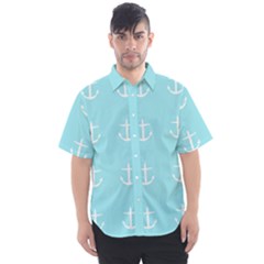 Aqua Anchor Men s Short Sleeve Shirt