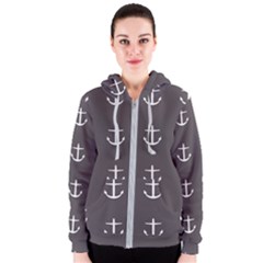 Grey Anchors Women s Zipper Hoodie by snowwhitegirl