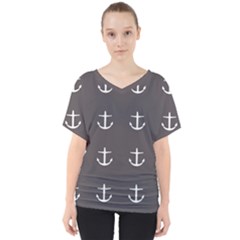 Grey Anchors V-neck Dolman Drape Top by snowwhitegirl