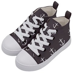 Grey Anchors Kid s Mid-top Canvas Sneakers by snowwhitegirl