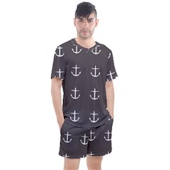 Grey Anchors Men s Mesh Tee And Shorts Set