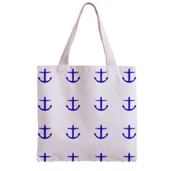 Royal Anchors On White Zipper Grocery Tote Bag by snowwhitegirl