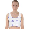 Royal Anchors On White Velvet Racer Back Crop Top View1