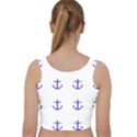 Royal Anchors On White Velvet Racer Back Crop Top View2