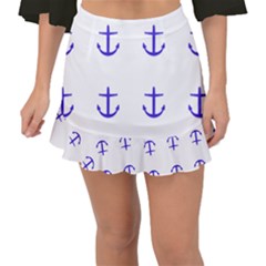 Royal Anchors On White Fishtail Mini Chiffon Skirt by snowwhitegirl