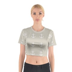 Lt Grey Anchors Cotton Crop Top by snowwhitegirl