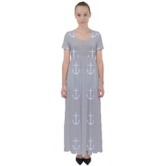 Lt Grey Anchors High Waist Short Sleeve Maxi Dress by snowwhitegirl