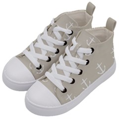 Lt Grey Anchors Kid s Mid-top Canvas Sneakers by snowwhitegirl