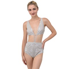 Lt Grey Anchors Tied Up Two Piece Swimsuit