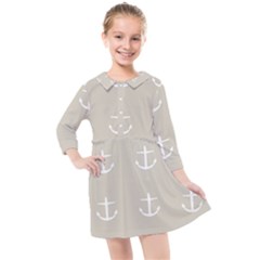 Lt Grey Anchors Kids  Quarter Sleeve Shirt Dress