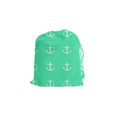 Seafoam Anchors Drawstring Pouch (small) by snowwhitegirl