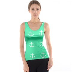 Seafoam Anchors Tank Top by snowwhitegirl