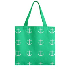 Seafoam Anchors Zipper Grocery Tote Bag by snowwhitegirl