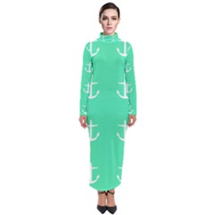 Seafoam Anchors Turtleneck Maxi Dress