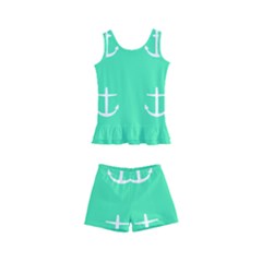 Seafoam Anchors Kid s Boyleg Swimsuit by snowwhitegirl