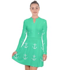 Seafoam Anchors Long Sleeve Panel Dress