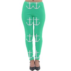 Seafoam Anchors Lightweight Velour Leggings by snowwhitegirl